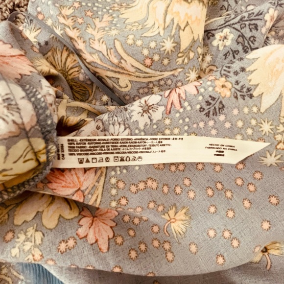 Free People Denim Floral V-Neck Mini Slip Dress - size S - Picture 6 of 8